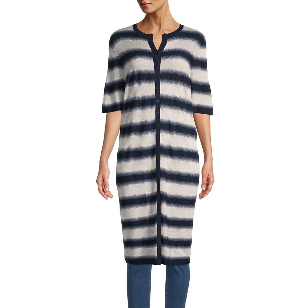 LAFAYETTE 148 NEW YORK Ombre Stripe Long Cardigan